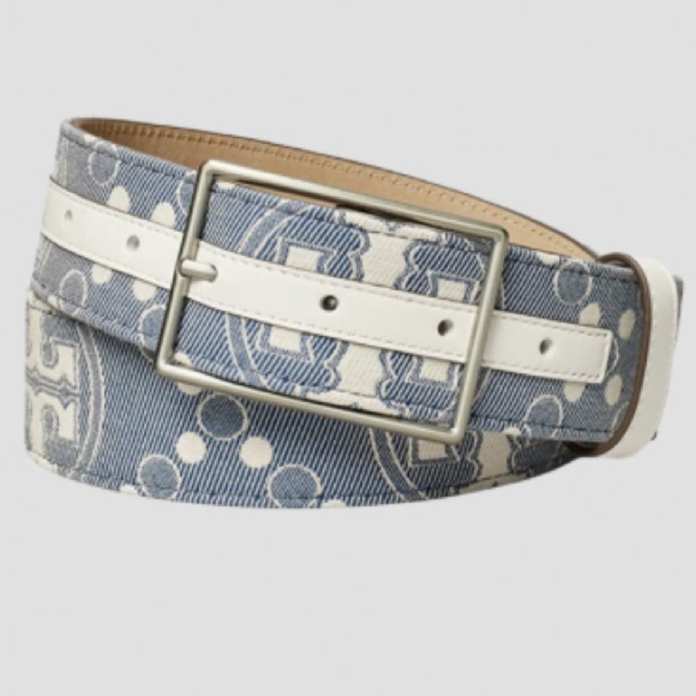 Tory Burch monogram-print denim belt 
NWT